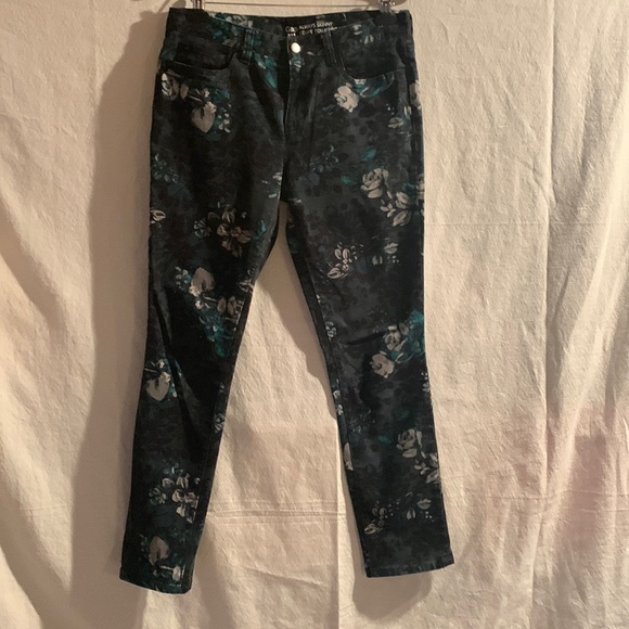 GAP Dark Green & Turquoise Floral -  Always Skinny jeans Size 8 Mid-rise - Picture 2 of 5